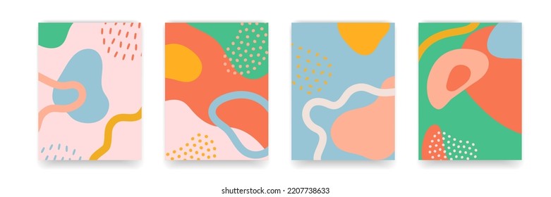 Background pattern, abstract color forms, vector Boho doodle and pop art creative covers design. Modern and retor minimalism trendy pattern background with abstract lines and popart color shapes