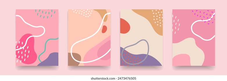 Background pattern, abstract color forms, vector Boho doodle and pop art creative covers design. Modern and retor minimalism trendy pattern background with abstract lines and popart color shapes