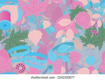 Background pattern abstract design texture. Seamless. Theme is about yarn, measure, spool, handicraft, craft, textile, seasons, stitch, knit, redbud, needlework, beech, knitting, natural