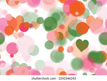 Background pattern abstract design texture. Seamless. With hearts. Theme is about colors, graphic, blurry, glows, pattern, sparkles, overlay, soft, romance, blurred, decoration, hearts, flare