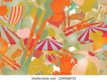 Background pattern abstract design texture. Seamless. Theme is about ocean, ball, starfish, illustration, hike, alpine, pole, scoop, glass, shovel, winter, sea, mountain, stick, snow, graphic