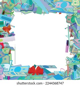 Background pattern abstract design texture. Border frame, transparent background. Theme is about cash, finance, accounting, paper knife, clip, success, paper, decoration, fall, market, jackpot