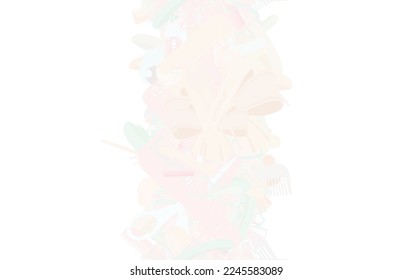 Background pattern abstract design texture. Pastel. Vertical seamless stripe. Border frame, transparent background. Theme is about decoration, slip, scissors, straight razor, embellishment