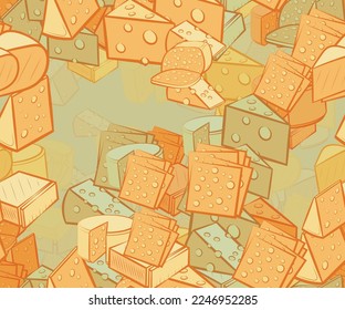 Background pattern abstract design texture. Seamless. Cheeses. Theme is about no holes, briquette, many holes, chunks, chunk a piece, piece of cheese, remnant, share, cut out, cheese, big