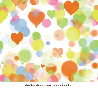Background pattern abstract design texture. Seamless. With hearts. Theme is about sequins, graphic, love, lights, flare, sparkles, wall, circle, colorful, air, relations, pattern, defocused