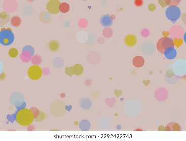 Background pattern abstract design texture. Seamless. With hearts. Theme is about color, pattern, air, blurry, overlay, illuminated, glows, abstract, soft, relations, decoration, sequins