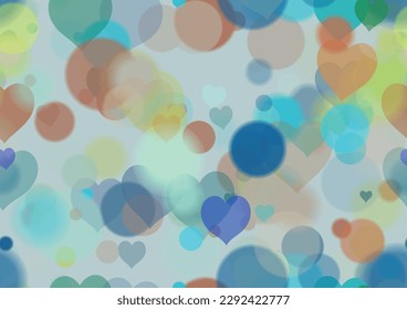 Background pattern abstract design texture. Seamless. With hearts. Theme is about graphic, circle, inspiration, soft, translucency, overlay, wall, defocused, color, colors, abstract, overflows