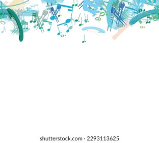 Background pattern abstract design texture. Horizontal seamless stripe. Border frame, transparent background. Theme is about slip, hair clips, demisemiquaver, notes, musuc, clip, bobby pin