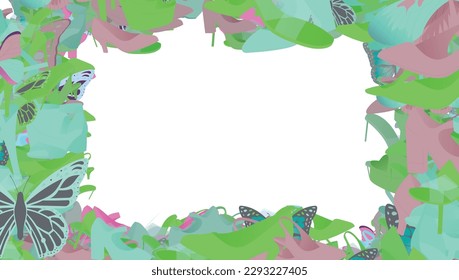 Background pattern abstract design texture. Border frame, transparent background. Theme is about colorful, casual, silhouette, repeat, ornate, nature, fashion, elegance, Piano Key, platform heels