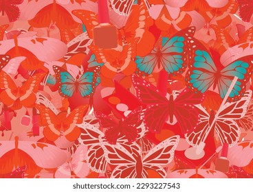 Background pattern abstract design texture. Seamless. Theme is about toiletry, delicate, Monarch, tones, cosmetics, pomatum, beautiful, beauty, spring, Red Admiral, background, makeup, Pipevine