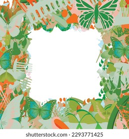 Background pattern abstract design texture. Border frame, transparent background. Theme is about exotic, colorful, slip, comb, clip, barrette, feline, beautiful, nature, hairstyle, silhouette