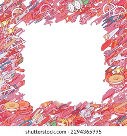 Background pattern abstract design texture. Building tools and Repair. Border frame, transparent background. Theme is about paint brush, building, woodworking, wooden, concrete, ax, sawing