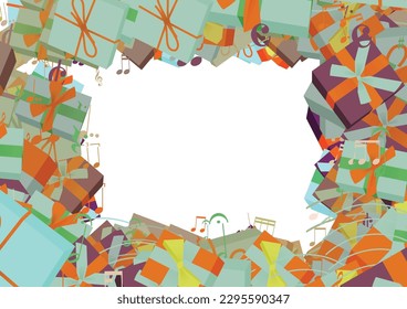 Background pattern abstract design texture. Border frame, transparent background. Theme is about celebrate, demisemiquaver, new, crotchet, xmas, quaver, illustration, wrapped, love, holiday