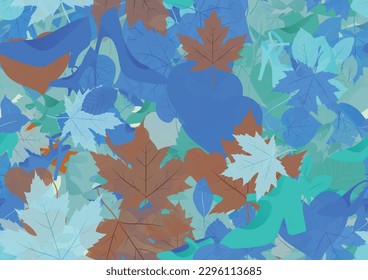 Background pattern abstract design texture. Seamless. Theme is about pumps, romance, botany, casual, slingback shoes, natural, tree, maple, elegant, shoe shop, platform heels, relations