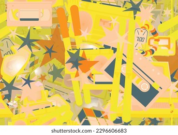 Background pattern abstract design texture. Seamless. Theme is about glasses, hat, skiing, equipment, computer, shapes, stick, alpine, candy watches, nobody, pager, boombox, outdoor, leisure