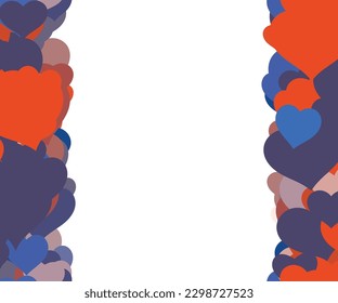 Background pattern abstract design texture. Vertical seamless stripes. Border frame, transparent background. Theme is about love, romance, relations, hearts
