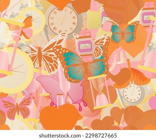 Background pattern abstract design texture. Seamless. Theme is about repeat, hearts, Monarch, romance, relations, wing, beautiful, delicate, spring, tropical, ornate, nature, summer, fly