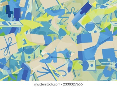 Textura de diseño abstracto de patrón de fondo. Sin inconveniente. El tema es sobre todos los días, negocios, fiestas, cientos, sorpresa, ganancia, cuchillo de papel, encaje, usa, moneda, vacaciones, americano, tacones altos