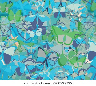 Background pattern abstract design texture. Seamless. Theme is about fly, Pipevine, gorgeous, colorful, vector, summer, tropical, hearts, exotic, embellishment, Monarch, romance, love, repeat