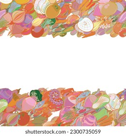 Background pattern abstract design texture. Seafood and Health food. Horizontal seamless stripes. Border frame, transparent background. Theme is about pimples, sea, seafood, in the peel