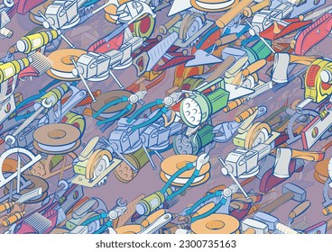 Background pattern abstract design texture. Seamless. Building tools and Repair. Theme is about screwdriver, carpentry wood, wooden, wrench, electrician, installation, chisel, protractor