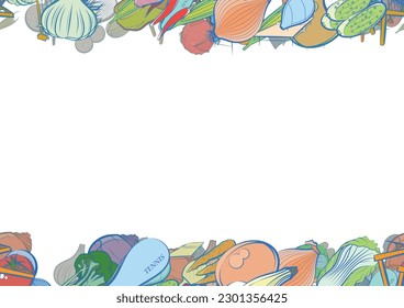 Background pattern abstract design texture. Tennis and Health food. Horizontal seamless stripes. Border frame, transparent background. Theme is about eggplant, dye, case, a stack, red cabbage