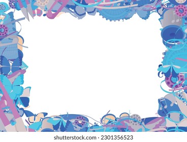 Background pattern abstract design texture. Border frame, transparent background. Theme is about spool, Monarch, handmade, decor, scissors, vector, tailor Shears, measure, semiquaver, quaver