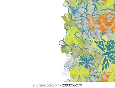 Background pattern abstract design texture. Vertical seamless stripe. Border frame, transparent background. Theme is about wild, dressing, exotic, graphic, art, Red Admiral, fly, adornment
