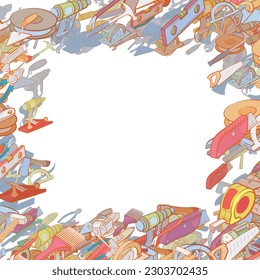 Background pattern abstract design texture. Repair and Building tools. Border frame, transparent background. Theme is about building, spatula, wooden, measurement, drawing, carpentry wood