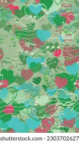 Background pattern abstract design texture. Seamless. Theme is about , semibreve, semiquaver, demisemiquaver, love, crotchet, quaver, relations, minim, musuc, romance, musical key, hearts