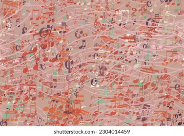 Background pattern abstract design texture. Seamless. Theme is about demisemiquaver, semibreve, musical key, quaver, crotchet, minim, notes, musuc, semiquaver