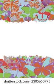 Background pattern abstract design texture. Horizontal seamless stripes. Border frame, transparent background. Theme is about silhouette, repeat, background, Monarch, Butterfly, shapes, wing