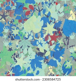 Background pattern abstract design texture. Seamless. Theme is about animals, pets, botany, lynx, beech, owl, flora, birch, shapes, cat, natural, parrot, seasons, garden, animal tracks, apple