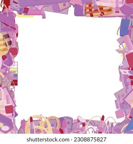 Background pattern abstract design texture. Border frame, transparent background. Theme is about buckle, pomatum, beauty, debt, tones, leather, cosmetics, currency, cash, cosmetology, Tote
