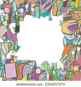 Background pattern abstract design texture. Alcohol and Japanese food. Border frame, transparent background. Theme is about tea, packet, wok, tonic, cool, vodka, light alcohol, cocktail