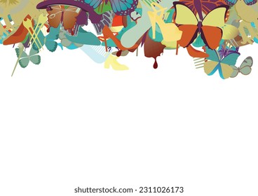Background pattern abstract design texture. Horizontal seamless stripe. Border frame, transparent background. Theme is about platform heels, tropical, season, wild, vector, glamour, clip