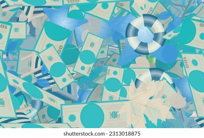 Background pattern abstract design texture. Seamless. Theme is about income, redbud, glass, dollar, tourism, usa, googles, stuff, investment, nature, cartoon, financial, greenery, illustration