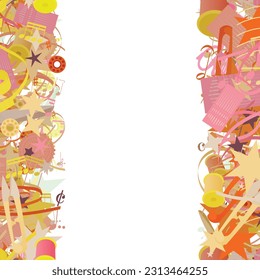 Background pattern abstract design texture. Vertical seamless stripes. Border frame, transparent background. Theme is about measure, thread, yarn, stripes, tailor Shears, tailor, textile