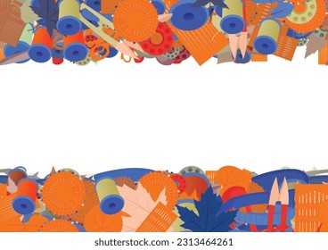 Background pattern abstract design texture. Horizontal seamless stripes. Border frame, transparent background. Theme is about nature, hobby, garden, stitch, parks, knitting, flora, apple