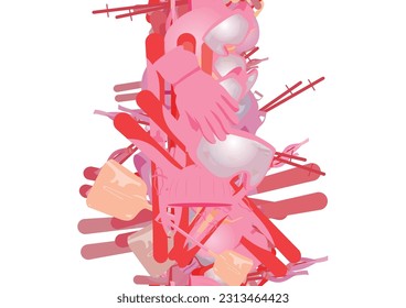 Background pattern abstract design texture. Vertical seamless stripe. Border frame, transparent background. Theme is about cane, pair, stick, glasses, leisure, equipment, skiing, winter