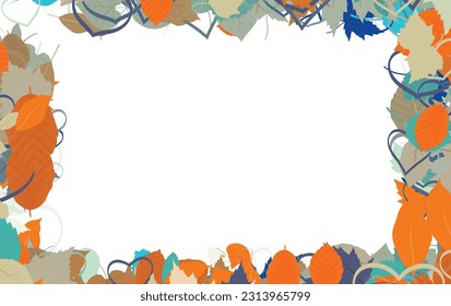 Background pattern abstract design texture. Border frame, transparent background. Theme is about hearts, love, parks, linden, seasons, romance, natural, maple, birch, beech, botany, greenery