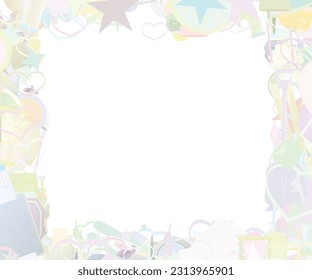 Background pattern abstract design texture. Pastel. Border frame, transparent background. Theme is about activity, hiking, protector, ski, shovel, hike, pair, nobody, stick, cane, skiing