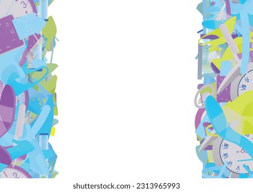 Background pattern abstract design texture. Vertical seamless stripes. Border frame, transparent background. Theme is about lace, casual, barbershop, shaving, high heels, comb, slide sandals
