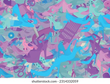 Background pattern abstract design texture. Seamless. Theme is about sew, handmade, graphic, tailor, loafers, fabric, ladies, knit, pin, lace, elegance, stitch, tailor Shears, knitting, slide sandals