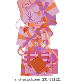Background pattern abstract design texture. Vertical seamless stripe. Border frame, transparent background. Theme is about shopping, businesswoman, wedding, casual, holiday, purse, content