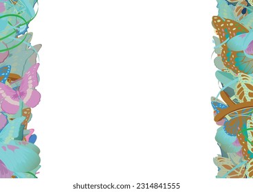 Background pattern abstract design texture. Vertical seamless stripes. Border frame, transparent background. Theme is about summer, striped fabric, decoration, beautiful, wild, art, decor