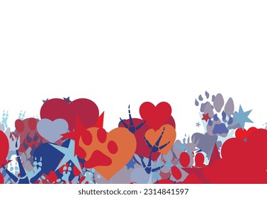 Background pattern abstract design texture. Horizontal seamless stripe. Border frame, transparent background. Theme is about prints, pets, cat, fox, parrot, hedgehog, nature, lynx, effects