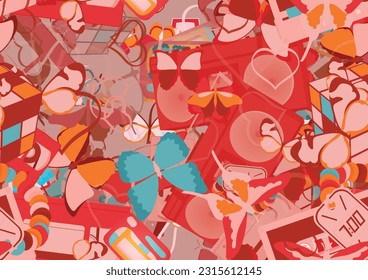 Background pattern abstract design texture. Seamless. Theme is about Red Admiral, colorful, art, Butterfly, cassette, exotic, Monarch, beautiful, gorgeous, silhouette, spring, romance, wild