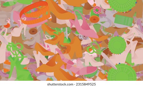 Background pattern abstract design texture. Seamless. Theme is about sew, slide sandals, needlework, everyday, slingback shoes, knit, footwear, graphic, fashion, knitting, measure, tailor Shears