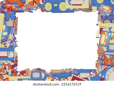 Background pattern abstract design texture. Border frame, transparent background. Theme is about ornate, Butterfly, design, exotic, drawing, fly, summer, tropical, 80s, VHS, colorful, candy watches